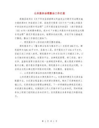 公共服务治理整治工作汇报