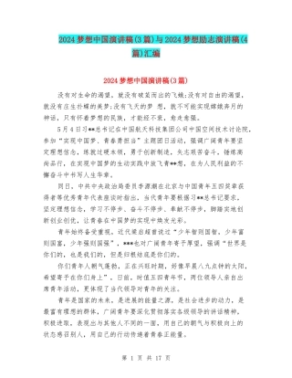 2024梦想中国演讲稿与2024梦想励志演讲稿(4篇)汇编