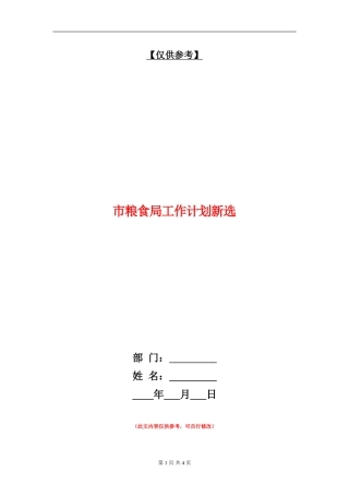 市粮食局工作计划新选