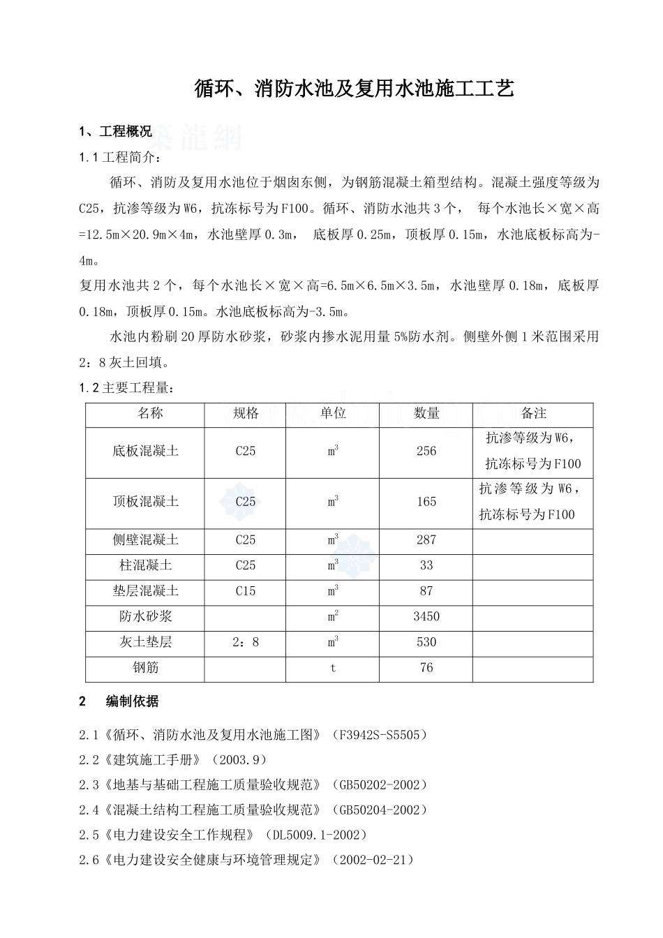 循环、消防水池及复用水池施工工艺_secret_第1页