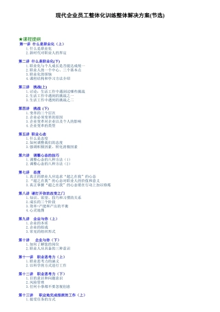 现代企业员工整体化训练整体解决方案(节选))