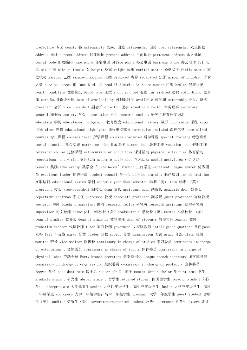 英文简历必备词汇_第2页