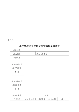 申请流通业发展财政专项资金企业概况表汇编