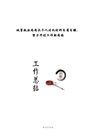 城管执法局局长个人对照材料自省自醒-努力开创工作新局面