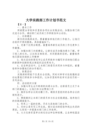 大学实践部工作计划书范文