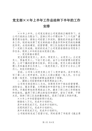党支部××年上半年工作总结和下半年的工作安排