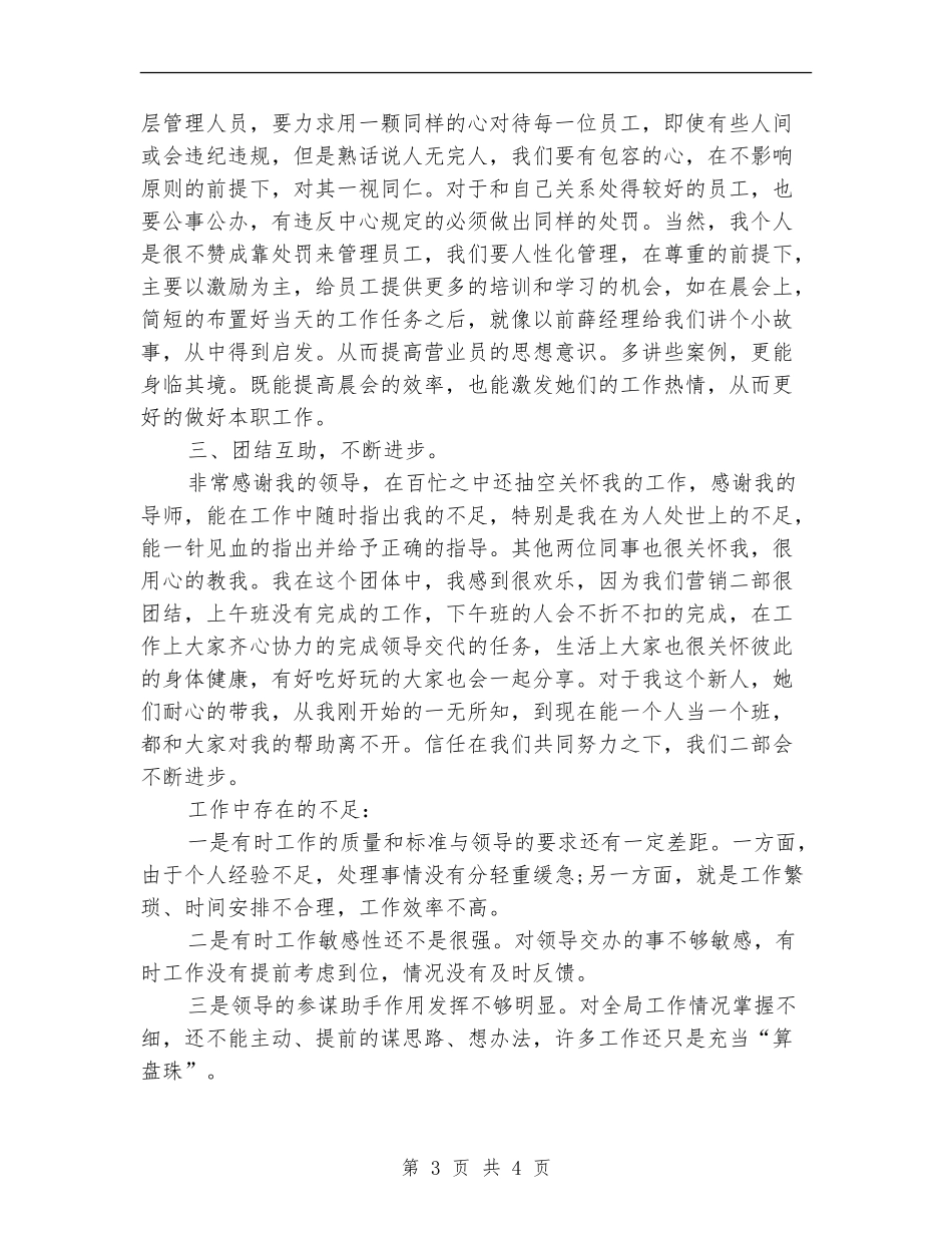 营业员试用期工作总结_第3页