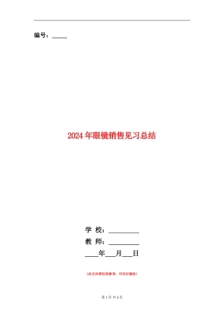 2024年眼镜销售见习总结