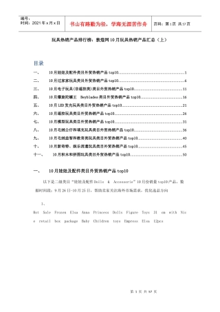 玩具热销产品排行榜敦煌网10月玩具热销产品汇总