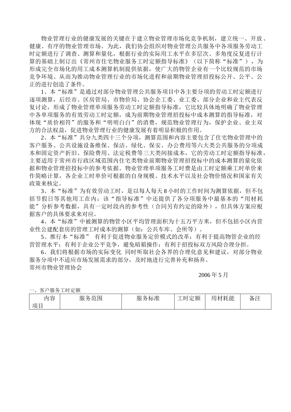 常州住宅物业公共服务工时定额指导标准_第2页