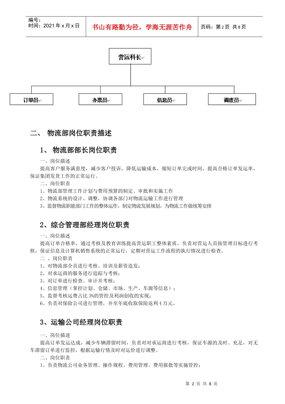 物流部组织结构岗位描述_第2页