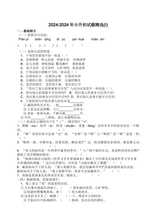2024-2024年小升初试题精选(I)