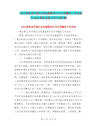2024商务局开展打击私屠滥宰行为专项整治工作总结与2024商务总监工作计划汇编