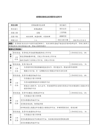 某集团置业公司前期拓展部总经理职务说明书