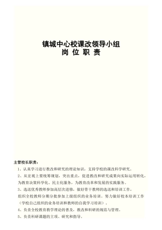 某镇城中心校课改领导小组岗位职责概述