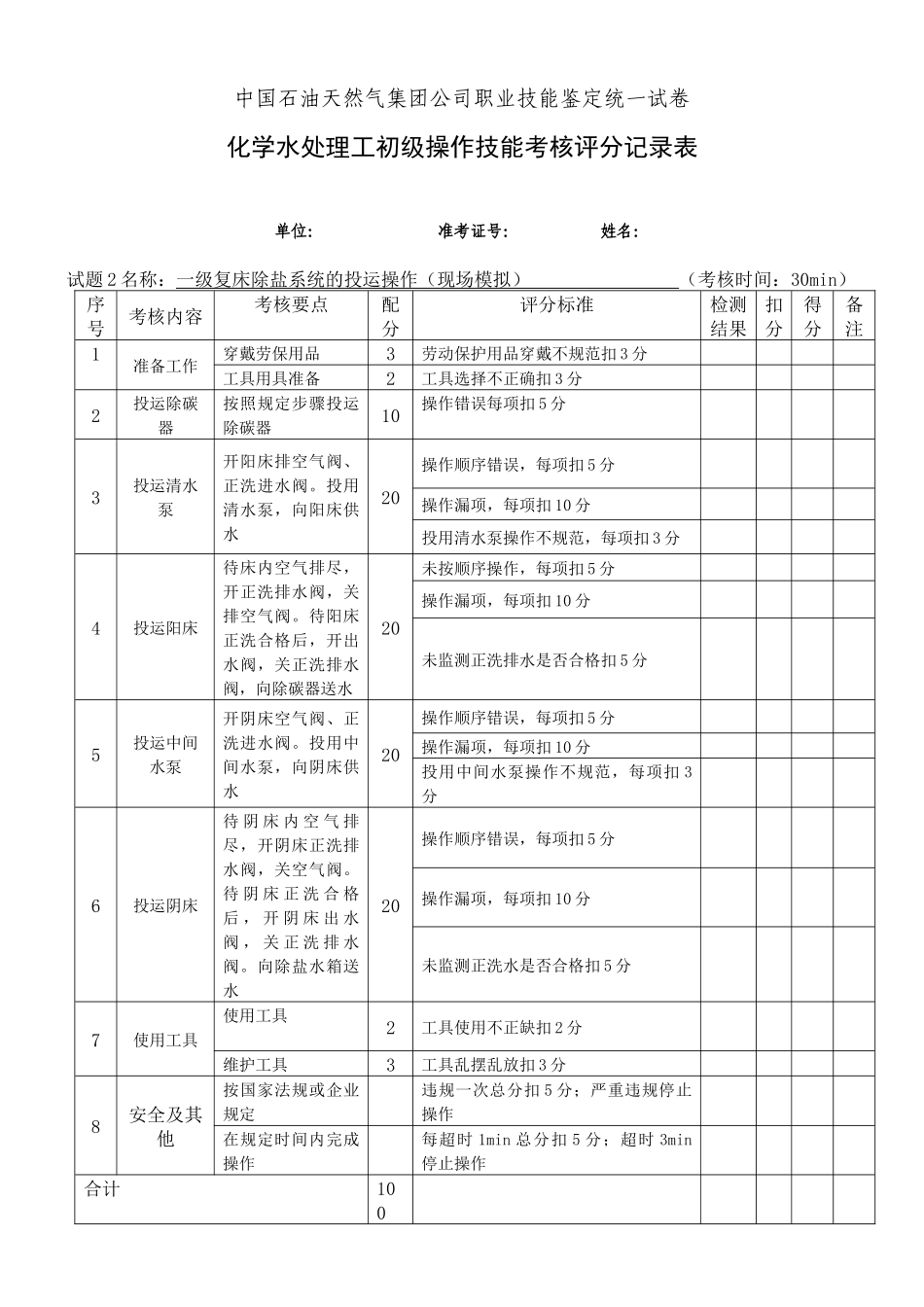 水处理初级工部分考核试题_第2页
