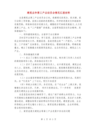 建筑业和第三产业动员会情况汇报材料