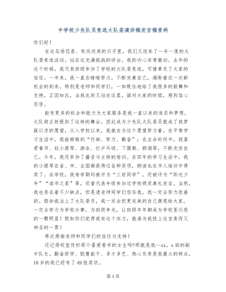 中小学少先队员竞选大队委演讲稿发言稿资料