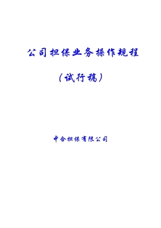 公司担保业务操作规程(试行)