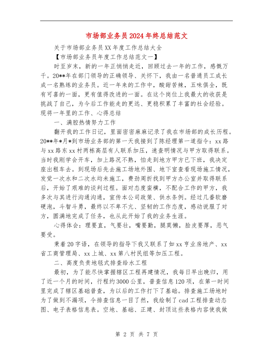 市场部业务员2024年终总结范文_第2页