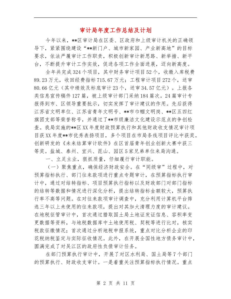 审计局年度工作总结及计划_第2页