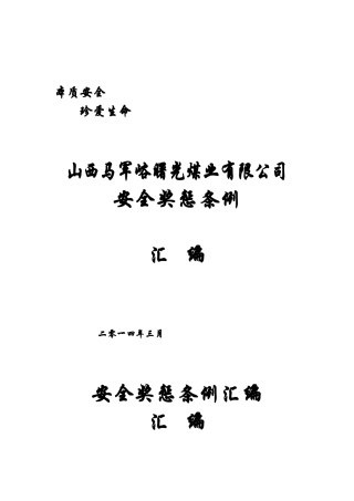 某某煤业公司安全奖惩条例汇编
