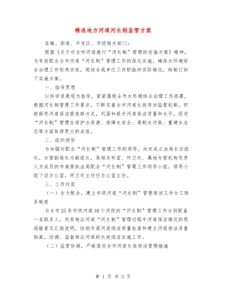 地方河道河长制监管方案
