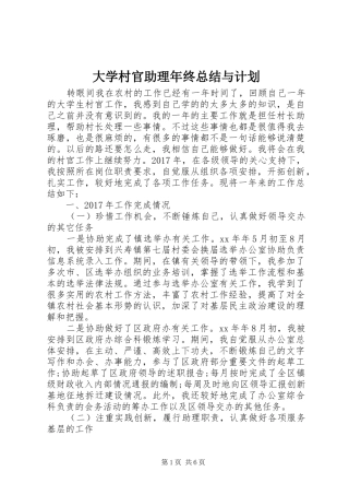 大学村官助理年终总结与计划