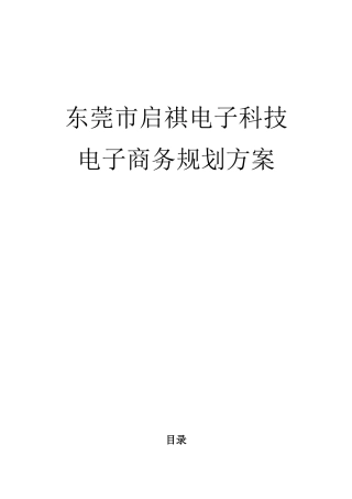 东莞市启祺电子科技淘宝商城电子商务网络营销方案