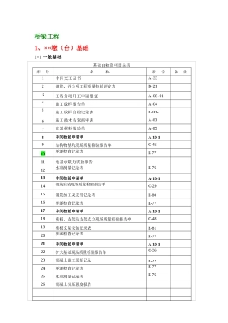 桥梁施工资料排序