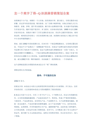 冰淇淋行业营销策划全案