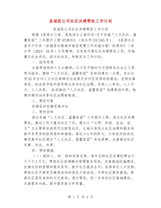 县城投公司社区共建帮扶工作计划