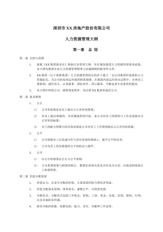 深圳市XX人力资源管理大纲