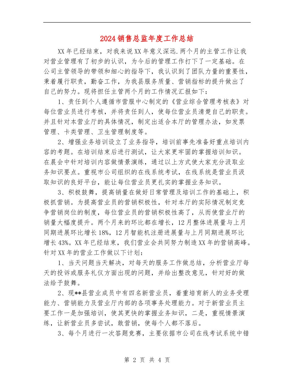 2024销售总监年度工作总结_第2页
