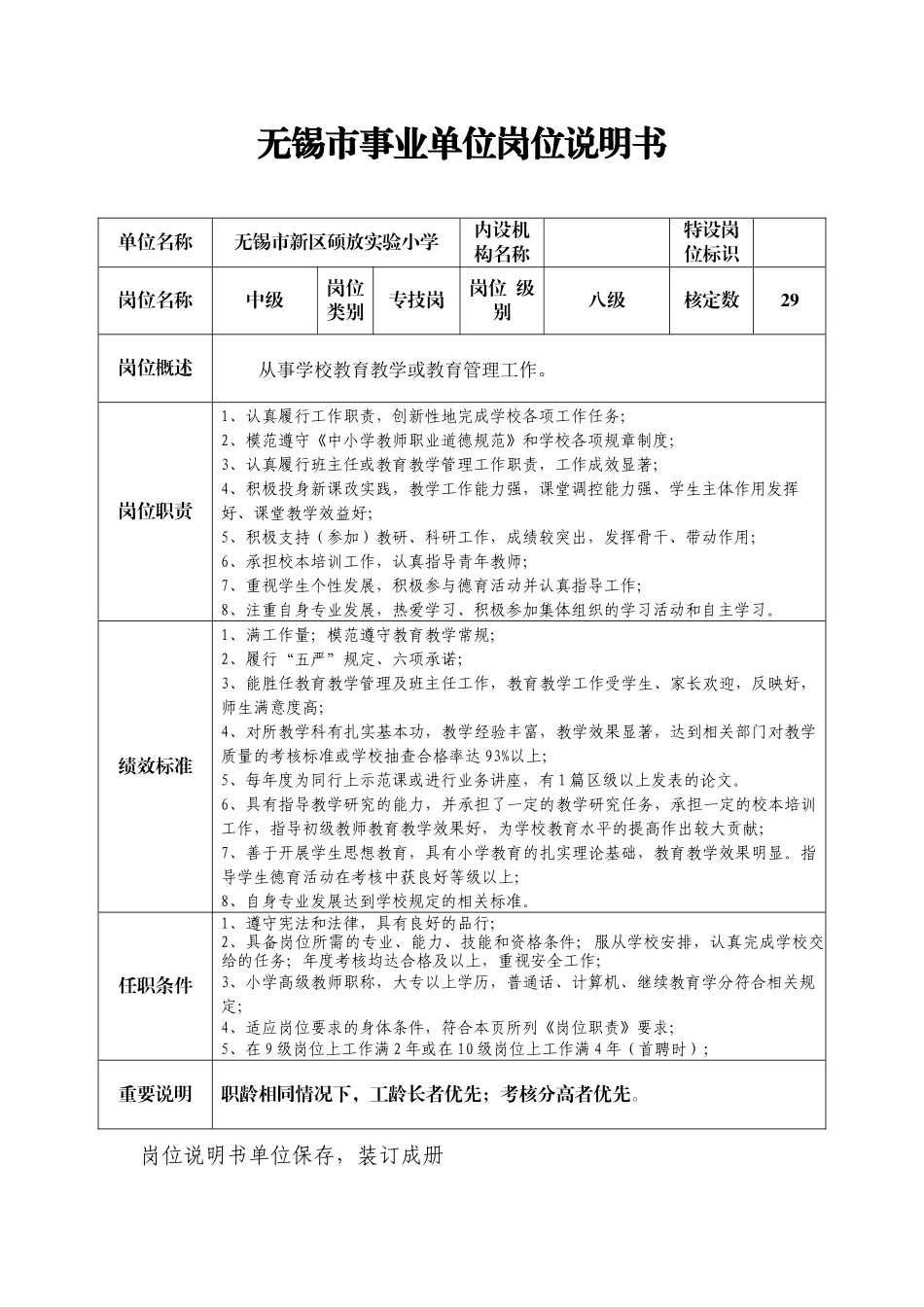 无锡市事业单位岗位说明书_第3页
