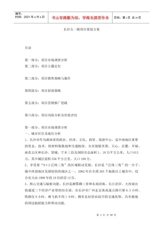 长沙五一路项目策划方案
