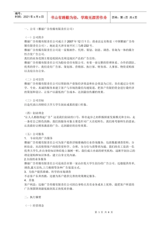 雅丽广告传媒有限公司发展计划