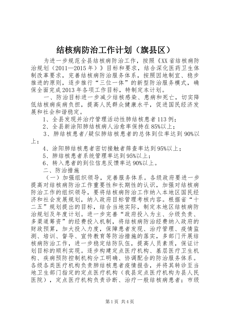 结核病防治工作计划（旗县区）_第1页