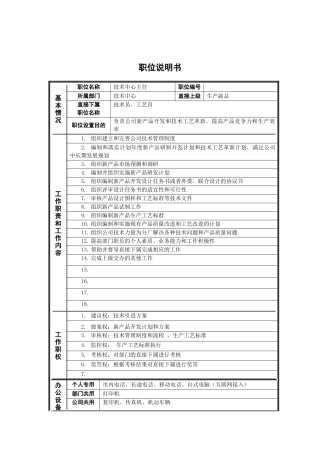 新华信-德龙钢铁技术中心主任职位说明书