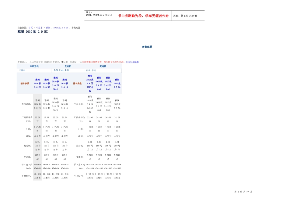 雅阁参数配置_第1页