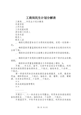 工商局民生计划分解表