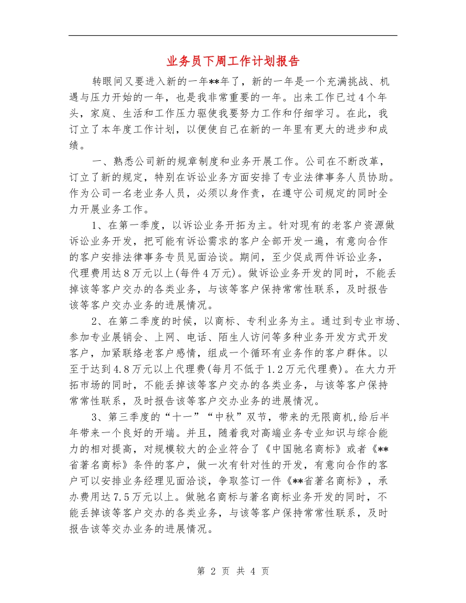 业务员下周工作计划报告_第2页