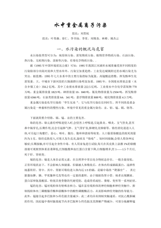 水中重金属离子污染