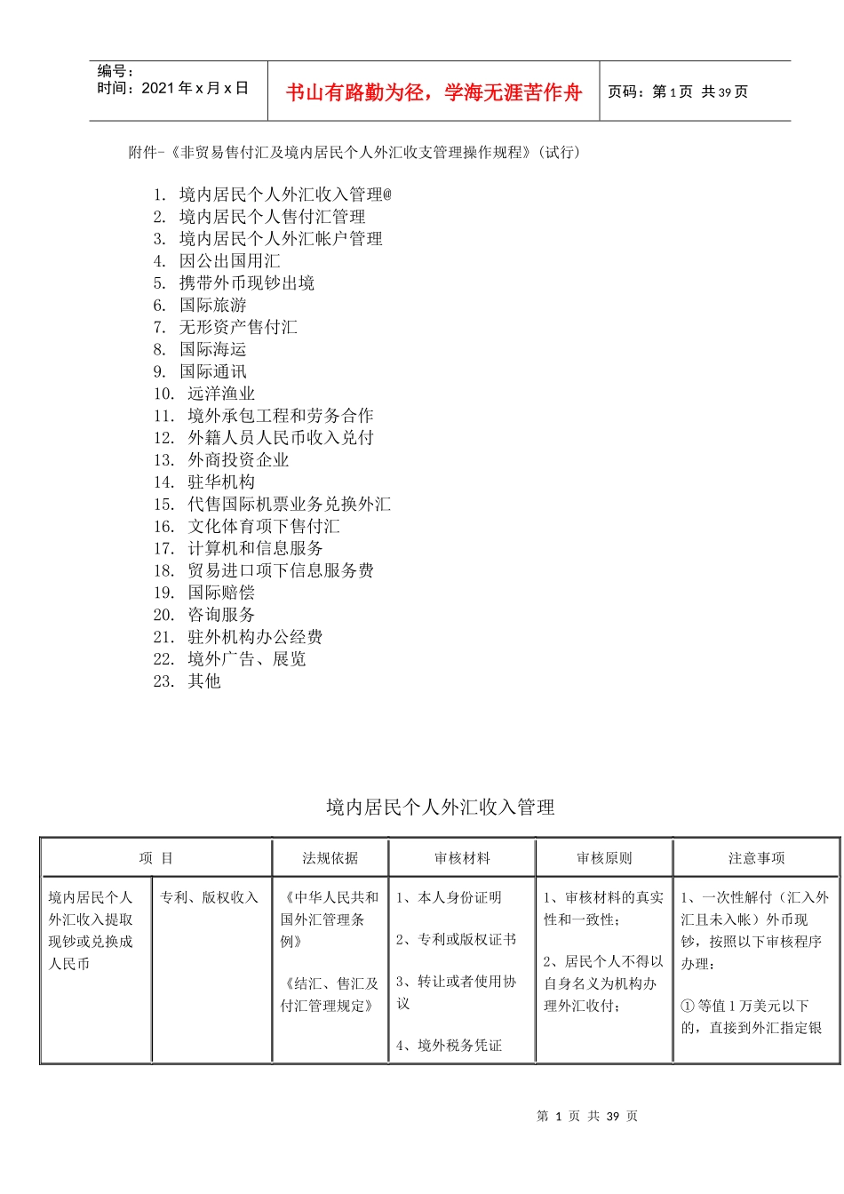 附件-《非贸易售付汇及境内居民个人外汇收支管理操作规程》(试_第1页