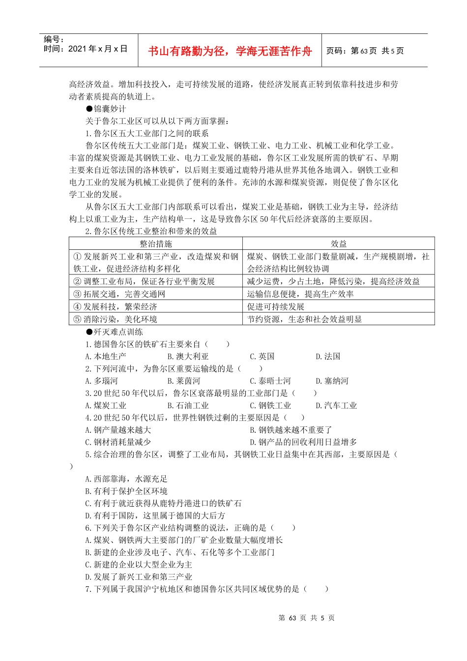 难点20鲁尔区的兴衰对传统工业区发展的启示_第3页