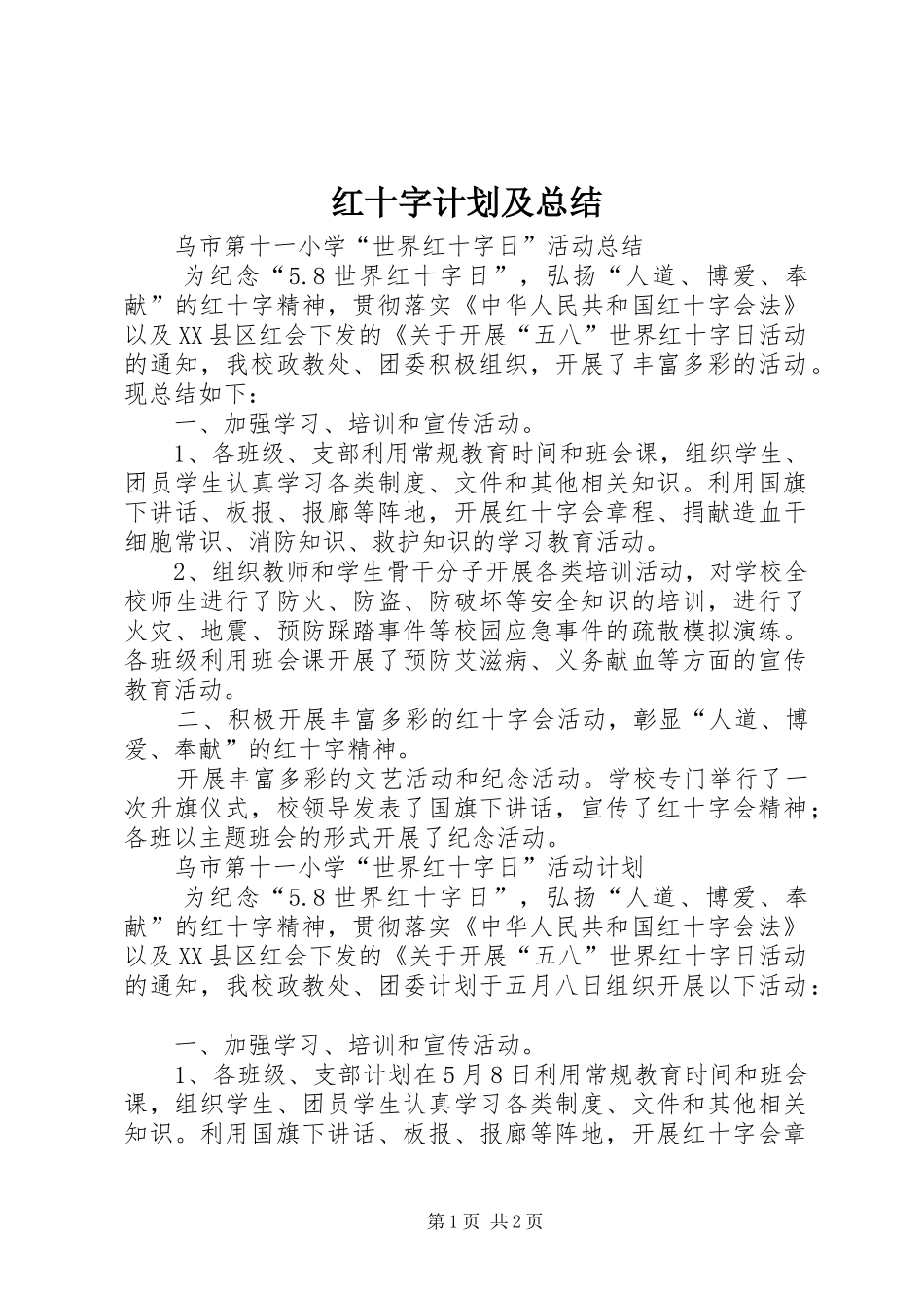 红十字计划及总结_第1页