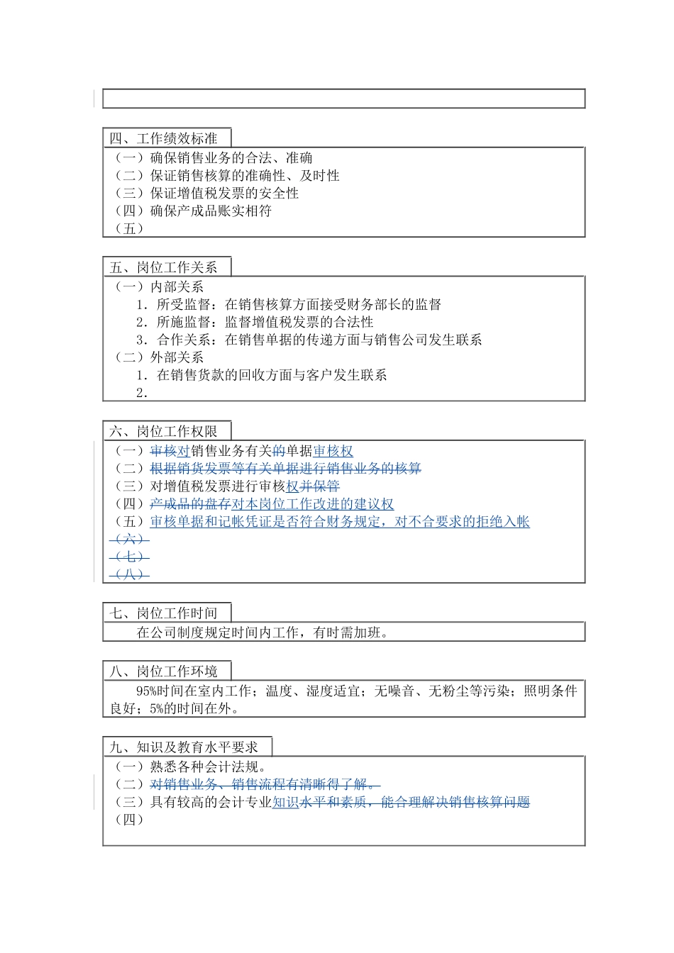 销售核算岗位说明书_第2页