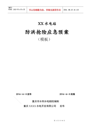 防洪抢险应急预案模版
