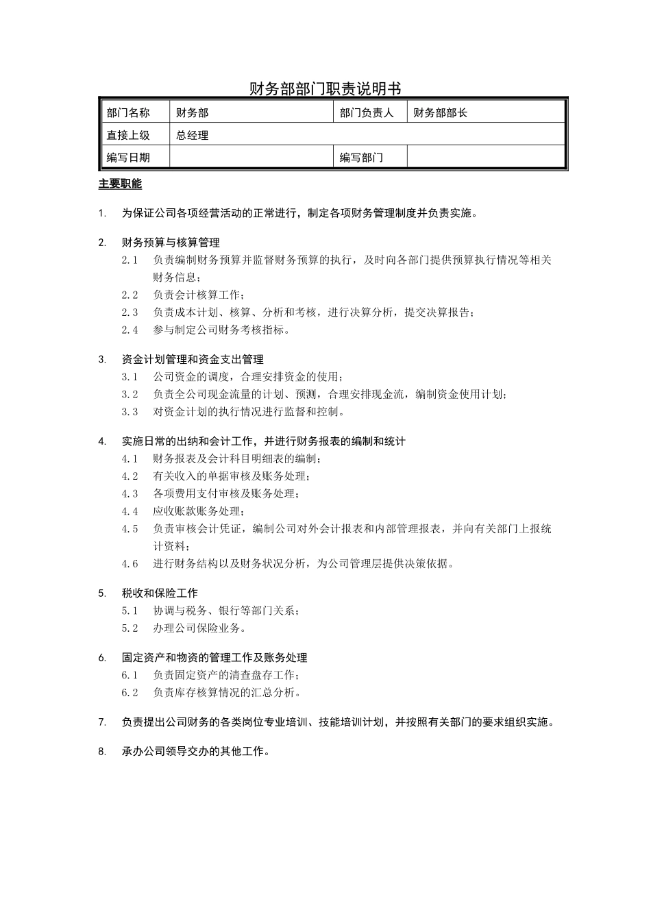 陕西神木化学工业有限公司部门职责文件_第3页