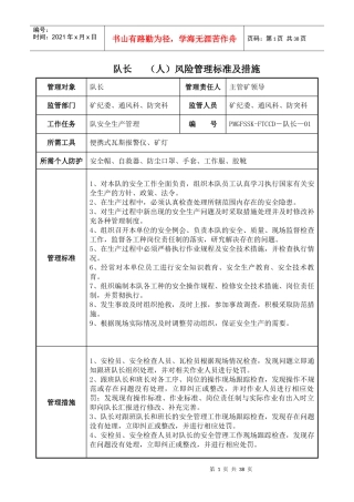 防突抽采队风险管理标准及措施